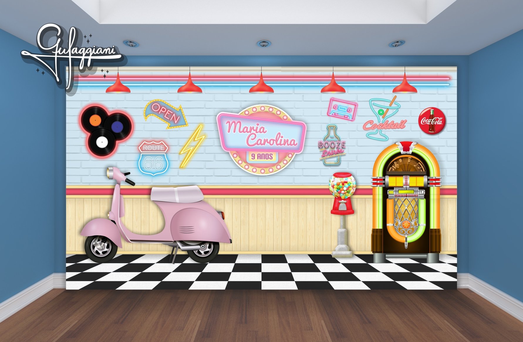 Anos 60, 70, 80, 90 — Painel Bar Vintage Rosa.jpg